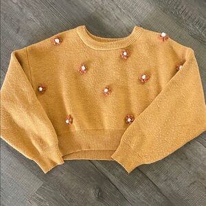 Blue Blush Mustard Floral Sweater